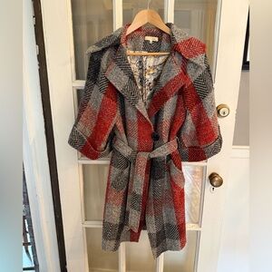 ANTHRO Voll Vintage Plaid Wool Blend Coat with Belt